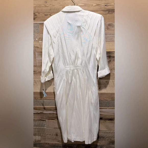 Vintage House of Nu-Mode suit blazer dress 3/4 sleeves ivory pleated pockets 6/7 - Picture 6 of 7